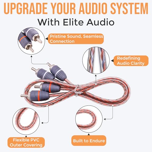 EA-RCA3 Standard 2-Ch RCA Cable - 3ft. Male to Male Twisted Wire Pair with Noise Reduction - size: 3'