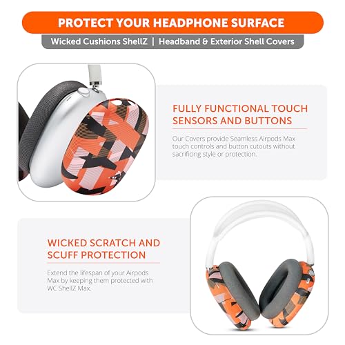WC ShellZ Max - Protective Shell Covers for AirPods Max 1 & 2 | Made by Wicked Cushions | Made with Premium Silicone | Orange Prism - color: Orange Prism