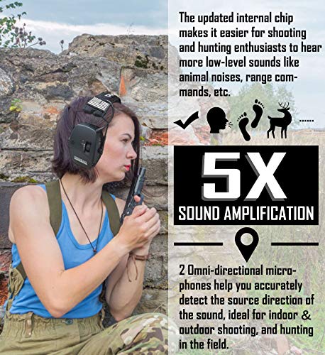 PROHEAR Digital Electronic Shooting Ear Protection 5X Sound Amplification Earmuffs, 23dB NRR Low Profile Noise Reduction Hearing Protection for Gun Range and Hunting, Black - style: Electronic 2.0 - Black