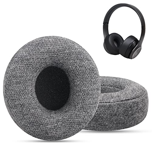 Gvoears Replacement Ear Pads for Beats Solo 3, Ear Cushions for Beats Solo 2 & Solo 3 Wireless/Wired On-Ear Headphone Earpads, Ear Cups with Stronger Adhesive, Added Thickness & Velvet Fabric - color: Gray Velour