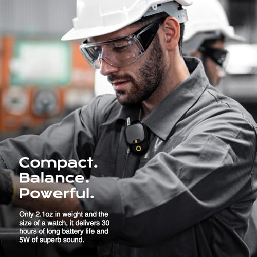 Rythflo Wearable Bluetooth 5.3 Speaker, 30H Battery, IPX7 Waterproof | Clip-On Design, TWS Pairing, Built-In ENC Mic, Hands-Free Music & Calls, Jobsite Use, Portable Wireless Speaker