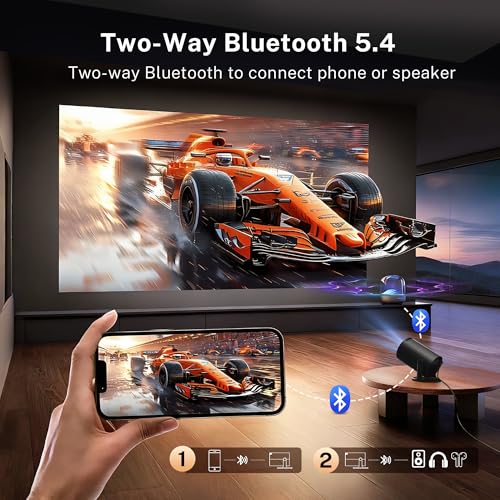 [Built-in Apps] Mini Projector 4K Supported, Android TV OS & Phone Remote - color: Black