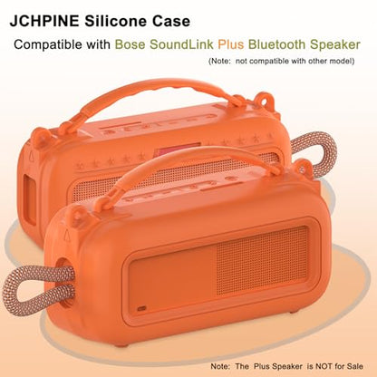 JCHPINE Silicone Cover Case for Bose SoundLink Plus Portable Speaker | Protective Soft Silicone Case with Carrying Handle and Shoulder Strap (Sunset Peach) - color: Sunset Peach