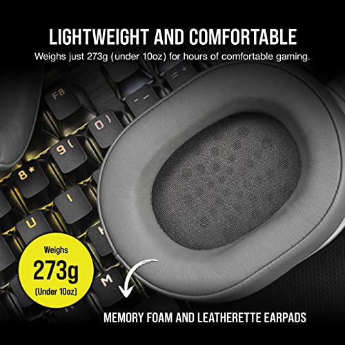 Corsair HS55 Surround v2 Multiplatform Gaming Headset – Dolby Atmos – Lightweight – Memory-Foam Leatherette – Omni-Directional Microphone – PC, Mac, PS5/PS4, Xbox Series X|S, Switch, Mobile – White