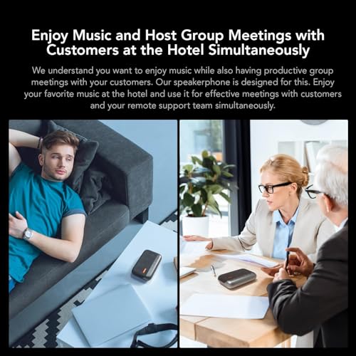 NUROUM A05B(2nd Gen) Bluetooth Conference Speaker and Microphone, Portable Wireless Speakerphone with Noise Canceling Mic, 16ft Voice Picked Up Computer Speakers for Desktop PC/Laptop/Business Trips