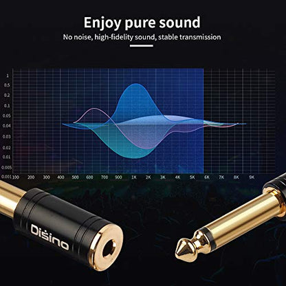 1/4" Mono to 1/8" Stereo Adapter, New Upgrade Gold-Plated 6.35mm TS Male Jack to 3.5mm TRS Female Stereo Adapter for Headphone, Amp Adapte, Black - 1 Pack - color: 635TSM-35F-1P