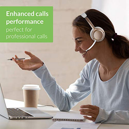 Avantree AH6B - Bluetooth On Ear Headphones with Detachable Mic for Work in Office or at Home, Premium Sound, Soft Padding, Lightweight, Wireless & Wired Headset for Phone PC Laptop, Champaign Gold