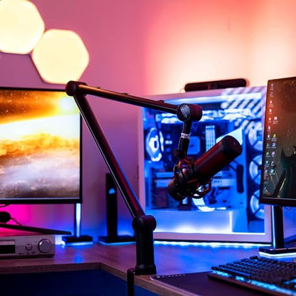 Boom Arm - Adjustable 360° Rotatable Microphone Sturdy Stainless Steel Mic Desk, Table Stand Foldable Scissor Stable Mount Arms for Radio Studio, Podcast, Gaming - color: HERO