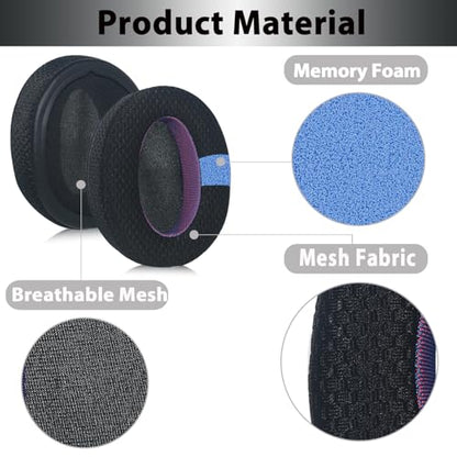 Adhiper Mesh Ear Pads for Sony WH-CH720N WH-CH710N, Black & Purple Edition | Upgraded Mesh Fabric Headphone Earpads for Sony WH-XB900N WH-CH700N, Comfort Foam Material Added Thickness - color: Black+Purple-Upgraded Fabric