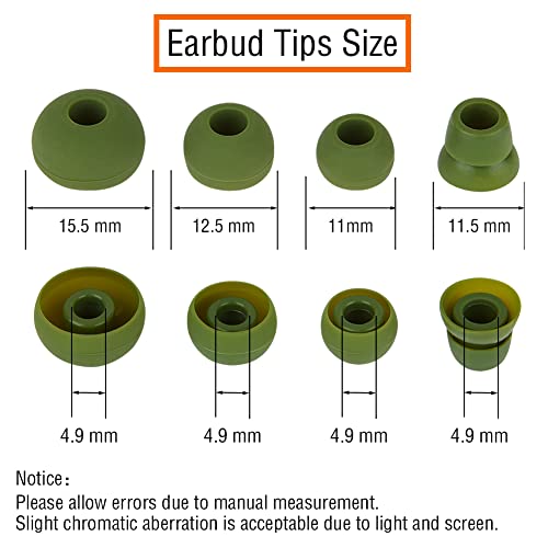 Silicone Ear Bud Tips Replacement Earbud Tips Compatible with Powerbeats 1/2/3 Wireless Beats by Dre Headphones,4 Pairs Earbud Cap - color: Grassland Green