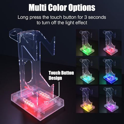 Hzxkqmil Controller Holder Headset Stand for PS5/PS4/Xbox One/Switch Pro | 2 Tier Acrylic Gaming Console Gamepad Stand Accessories Universal for PS Portal/Steam Deck/Switch 2/MSI Claw/Rog Ally