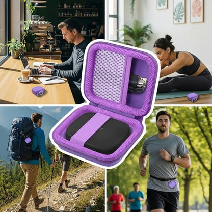 co2CREA SHOKZ 오픈핏 프로 오픈 이어 이어버드용 하드 케이스, 퍼플 | 메시 액세서리 포켓, 충전 케이블 보관, 경량 디자인, 카라비너 클립 - color: 퍼플 케이스, style: OpenFit Pro용