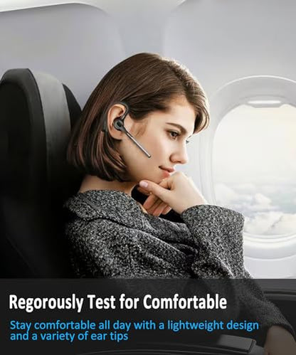 Conambo K18 Wireless Headset Bluetooth V5.1, Bluetooth Earpiece 16 Hrs Talking Time Hands-Free Single Ear Bluetooth Headset with Dual Mic Noise Canceling for Work Trucker iPhone Android Cell Phone