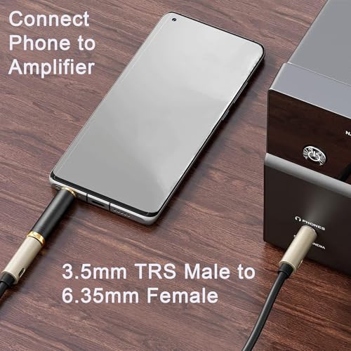 3.5mm Male to 6.35mm Female Stereo Pure Copper Adapter, 1/4 Male to 1/8 Jack Female Adapter, Used for Conversion Headphone Adapter, Electronic Drum/Pianos/Guitars, Black Fashion 4-Pack