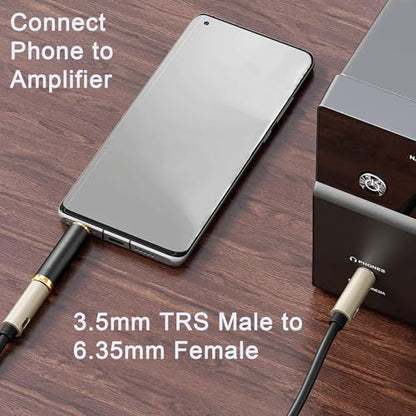 3.5mm Male to 6.35mm Female Stereo Pure Copper Adapter, 1/4 Male to 1/8 Jack Female Adapter, Used for Conversion Headphone Adapter, Electronic Drum/Pianos/Guitars, Black Fashion 4-Pack
