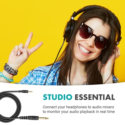 Movo WGA-1 6.35mm Guitar Cord to 3.5mm Extension TRS Male to Male Audio Cable - Perfect Speaker Cable, Aux Cord, or Headphone Jack Adapter - 1/4 to 3.5mm Adapter for Home Theater Accessories