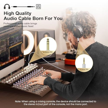 3.5mm to 6.35mm Audio Cable,6.6FT 1/8 Male to 1/4 Male Stereo Cable 3.5mm to 1/4 Adapter TRS Cable Aux Cord Bidirectional Stereo Aux Cable Jack for iPhone,Guitar,Speaker,Home Theater,Amplifiers,Piano