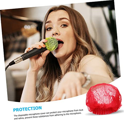 Toyvian 100Pcs Disposable Non Woven Microphone Covers Removable Windscreen for Music Studios and Ktv Breathable Design Microphone Protection Convenient and Sanitary