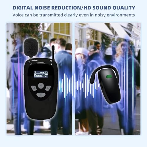 Wireless Tour Guide System, 2 Transmitters 10 Receivers | Tour Guide Headsets, 10-Slot Charge Base, Tour Guide Microphone and Speaker, For Tours Museum Factory School