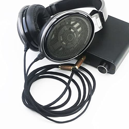 NewFantasia 10ft Replacement Upgrade Audio Cable Compatible with Sennheiser HD650 HD600 HD580 HD660S HD660S2 HD58X HD6XX Headphone 7N OCC Copper Silver Plated Cord Walnut Wood Shell 3.5mm/6.35mm
