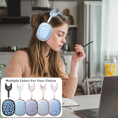 Joyland Silicone Case for AirPods Max Headphones,Blue Leopard Print Soft TPU Ear Cups Cover/Ear Pad Cover/Headband Protection for Apple AirPods Max USB-C/Lightning (2024/2020),Clear Blue - color: Blue-Blue Leopard Print