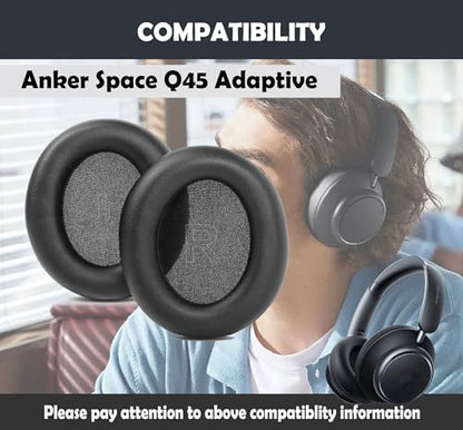Earpads and Headband Replacement Compatible with Anker Soundcore Space Q45 Bluetooth Wireless Over-Ear Headphone Ear Pads with Softer Protein Leather/Memory Foam