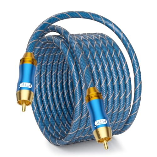 EMK Digital Coaxial Audio Cable for Audiophile 75-Ohm SPDIF Coax Subwoofer Cable RCA to RCA with OFC Core and Shielded (15ft/4.6m) - size: 15ft/4.6m