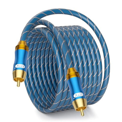 EMK Digital Coaxial Audio Cable for Audiophile 75-Ohm SPDIF Coax Subwoofer Cable RCA to RCA with OFC Core and Shielded (15ft/4.6m) - size: 15ft/4.6m