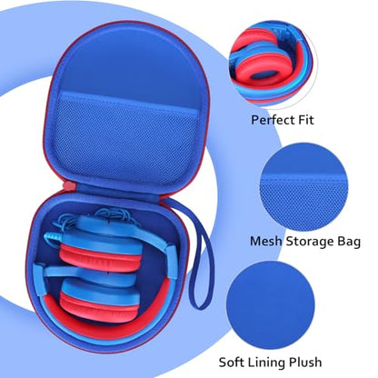 Kids Headphones Case for iClever/Acer Etc Kid Headphone,Blue+Red,Case Only | for iClever BTH12 HS19 BTH20 BTH22 BTH26/Candy Bila/Acer/JBL/MIDOLA/JoySpark/JLab/ADOOPE/Spiderman/EarFun/ Etc Kids Headphone - color: Blue+Red Edge