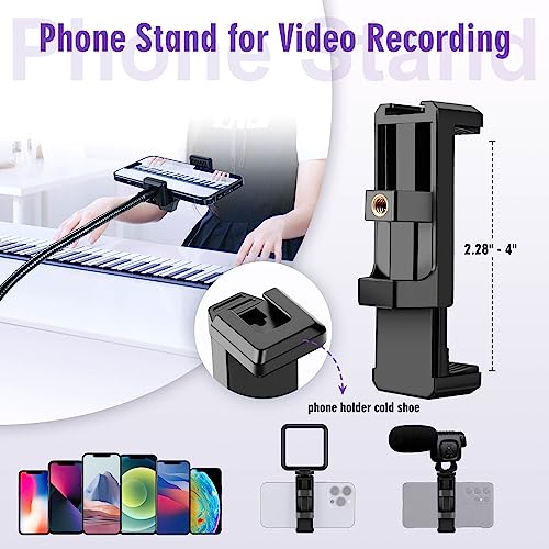 80" Phone Tripod, Selfie Stick, Aluminum Cellphone Tripod Stand | for Video Photo Vlog, Travel Tripods with Gooseneck Remote Phone Holder, Compatible with iPhone Android Smartphone - size: 80 Inch