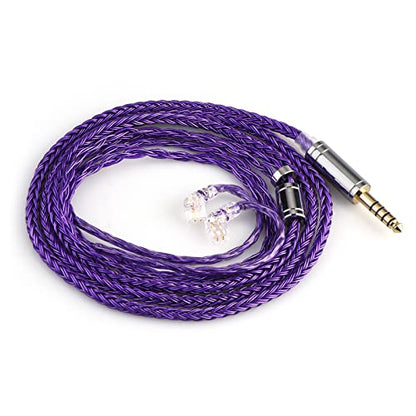 Linsoul Tripowin Zonie IEM Cable, 16 Core Silver Plated Earphone Upgraded Cords, 1.25m SPC in Ear Monitor Cable for KZ ZS10 PRO 2 AS10 PRO Tangzu Wan’er SIMGOT EM6L(Recessed 2pin, 4.4mm)(Violet) | 4.10 ft SPC in Ear Monitor Cable for KZ ZS10 Pro 2 AS10 Pr