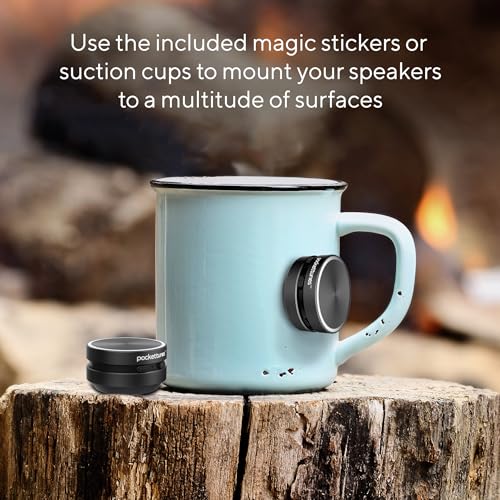 PocketTunes Bone‑Conduction Bluetooth Speakers – 2‑Pack Mini Wireless Speakers, Surface‑Amplifying Sound, True Wireless Stereo, USB‑C Rechargeable, Portable