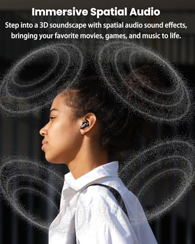 TOZO NC20 Pro Active Noise Cancelling Wireless Earbuds, Smart LCD Screen | LDAC Hi-Res Audio, Stereo Bass, 6 Mics AI Call Ear Buds, 80H Playtime, IPX8 Waterproof, 32 EQ via App, Wireless Charging - color: Ink Black