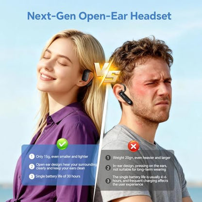 Single Bluetooth One Ear Earbud Open Ear Bud Air Conduction Earbud Earless Out of Ear Headphones Bluetooth Wireless Earpiece with Earhook OWS Open Ear Bud Wireless Ear Hanging Bluetooth Headset - color: Orange