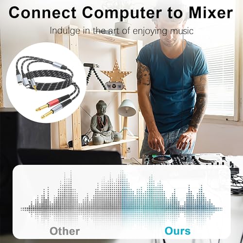 Lightning to Dual 6.35mm 1/4" TS Mono Stereo Y-Cable Splitter,3 in 1 to Dual 1/4-inch Audio Cable, Compatible with smartphones, computers, phones/Pads Amplifiers,speakers,headphones,mixing 3.3FT - size: 3.3 ft, style: 3IN2 (Dual 6.35mm cable)