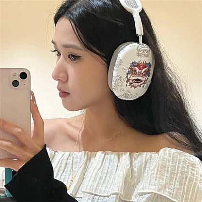 Case Compatible with AirPods Max Headphones, Cute Anime Lion Soft TPU Anti-Scratch Protective Ear Cup Covers Headphone Cases for Woman Kids Man - color: White Lion
