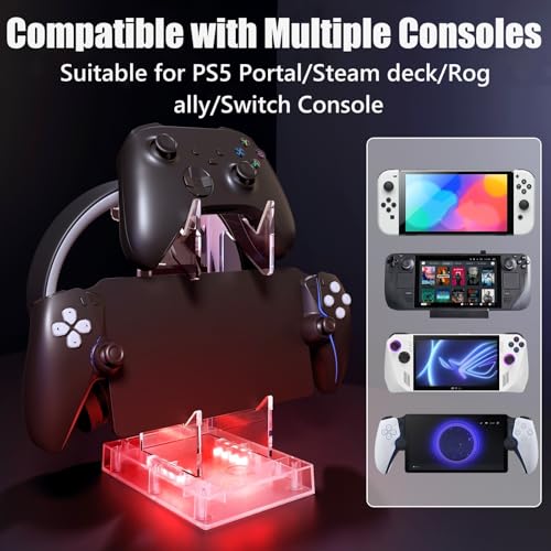 Hzxkqmil Controller Holder Headset Stand for PS5/PS4/Xbox One/Switch Pro | 2 Tier Acrylic Gaming Console Gamepad Stand Accessories Universal for PS Portal/Steam Deck/Switch 2/MSI Claw/Rog Ally