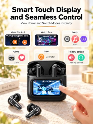 MINISO MS128 ANC Bluetooth 6.0 in-Ear Earbuds Touch Screen Charging Case - color: Black