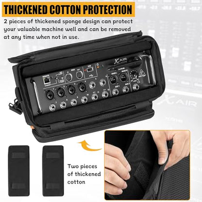 Padded Mixer Carry Bag Fits Behringer X-AIR Series Mixers（ XR12，XR16，XR18）, L 14.6" x W 7.5" x H 6.7" Black
