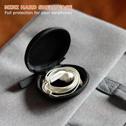Ginsco Mini-Portable Hard Shell Earbuds Case for Apple EarPods Headphones USB-C Wired Ear Buds/Skullcandy Jib Wired Earbuds, Travel Case for Earphones Earplugs (1, Luxe Black) - color: Luxe Black