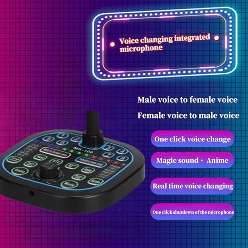 USB Computer Microphone,Easy-to-Use Real-Time Changing Voice Changer Microphone Desktop Mac for PC/Laptop/Smartphone/Tablet for Online Chatting, Home Studio, Podcasting, Gaming, Skype, YouTube