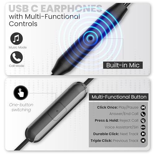 PHILIPS USB-C Wired Earbuds with Microphone, Secure Fit Over-Ear Sport Earhooks, Deep Bass 15mm Drivers, in-Line Controls, Plug-and-Play USB-C Earphones, Wired Open Ear Headphones for Running & Gym - color: Black, style: USB-C WITH MIC