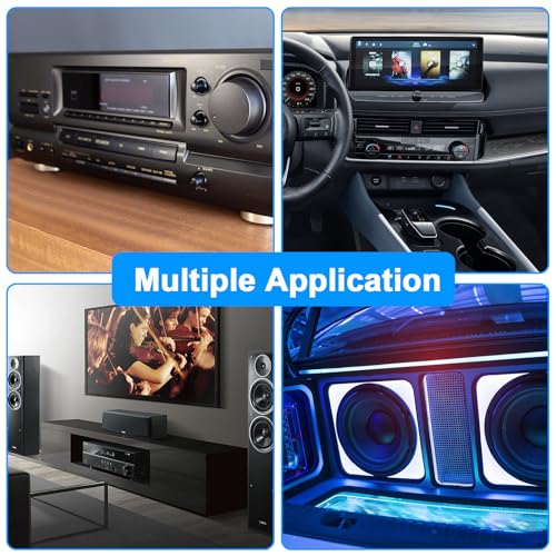 RCA 자동차 오디오 케이블 Y 스플리터 어댑터 코드 2 채널 - 4 채널 | 트위스트 페어 케이블 OFC 풀 쉴드, 소음 감소, 2 수 - 4 수 RCA 자동차 오디오 상호 연결 케이블 (5M)