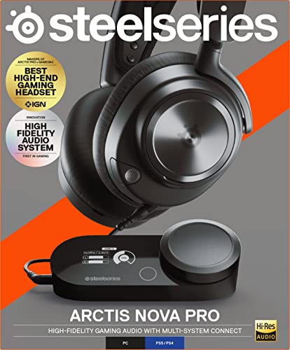 SteelSeries Arctis Nova Pro Multi-System Gaming Headset - Premium Hi-Fi Drivers, Hi-Res Audio - 360° Spatial Audio - GameDAC Gen 2 - ESS Sabre Quad-DAC - Stealth Retractable Mic - PC, PS5, PS4, Switch - style: Nova Pro PC | PlayStation