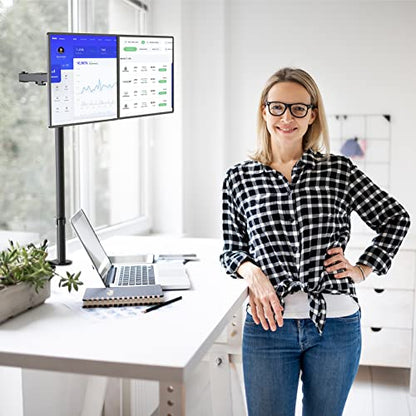WALI Extra Tall Dual LCD Monitor Fully Adjustable Desk Mount Fits 2 Screens up to 27 inch, 22 lbs. Weight Capacity per Arm (M002XL), Black - color: Black (Dual), size: 13"-27"