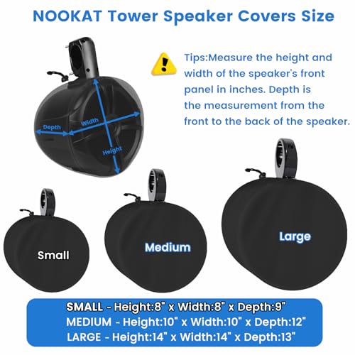 2 Pack Boat Speaker Covers, 900D Waterproof Wakeboard Tower Speaker Cover | Marine Grade UV Resistant Polyester Fabric, 8" H x 8" W x 9" D, Black - color: Black, size: S:8" H x 8" W x 9" D