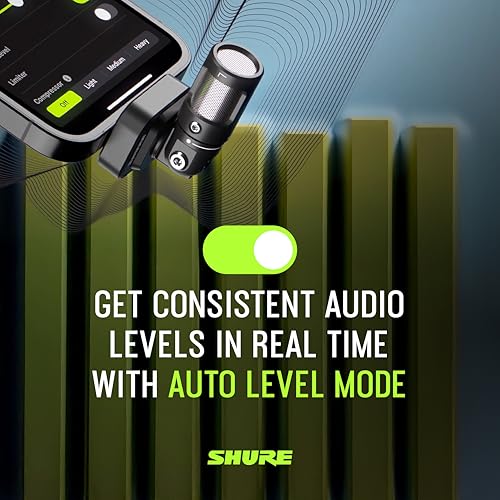 Shure MV88 USB-C Microphone for Mobile Recording - Black | Portable USB-C mic for vlogging with auto level mode, real-time denoiser and four selectable polar patterns