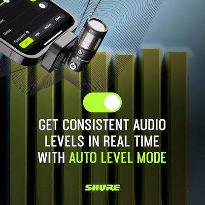 Shure MV88 USB-C Microphone for Mobile Recording - Black | Portable USB-C mic for vlogging with auto level mode, real-time denoiser and four selectable polar patterns