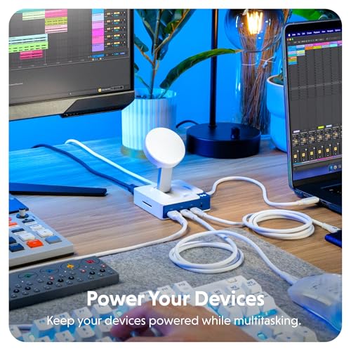 HyperDrive Flex MagCharge USB-C Hub — Qi Wireless Charger w/ 7 Ports — HDMI 4K60Hz, USB-C 100W PD, 2X 5Gbps, USB-A, SD, Audio Jack — Magnetic Phone Charger for iPhone, Hub for Mac, PC (Blue)