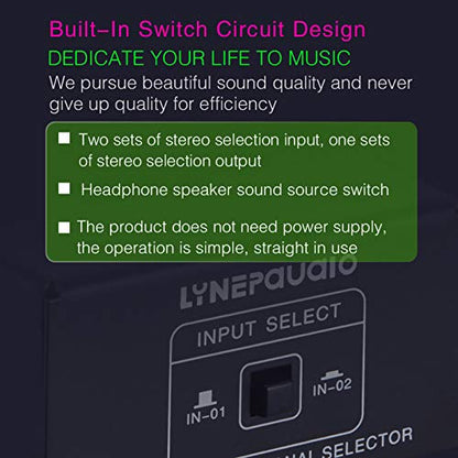 Audio Switcher 2 in 1 Out/1 in 2 Out A/B Switch Stereo Audio Splitter Box with No Distortion Jack for Switching Between Computer Speakers and Headphones - size: RCA jack